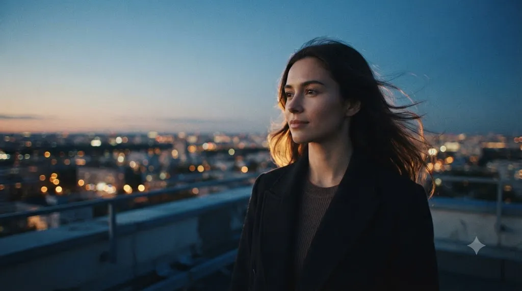 Veo cinematic portrait push-in example