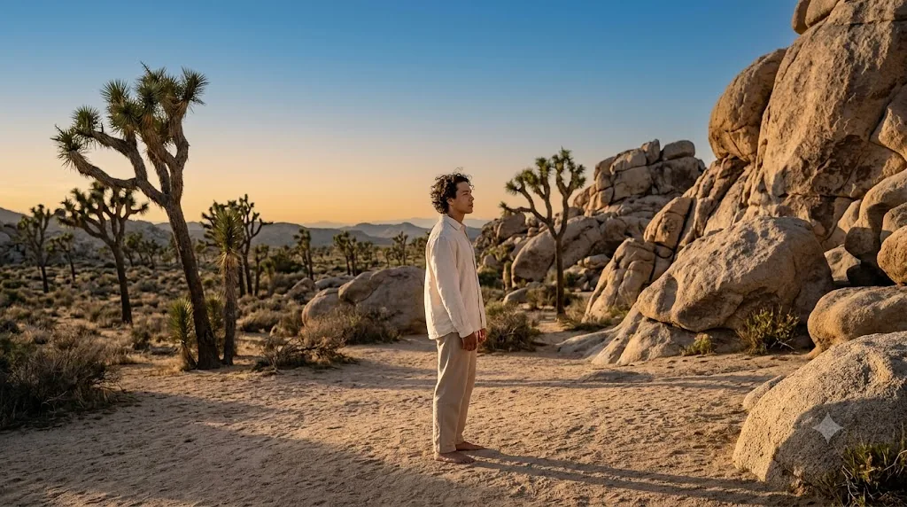 Gemini AI boy-style photo prompt example - Joshua Tree Desert Minimal