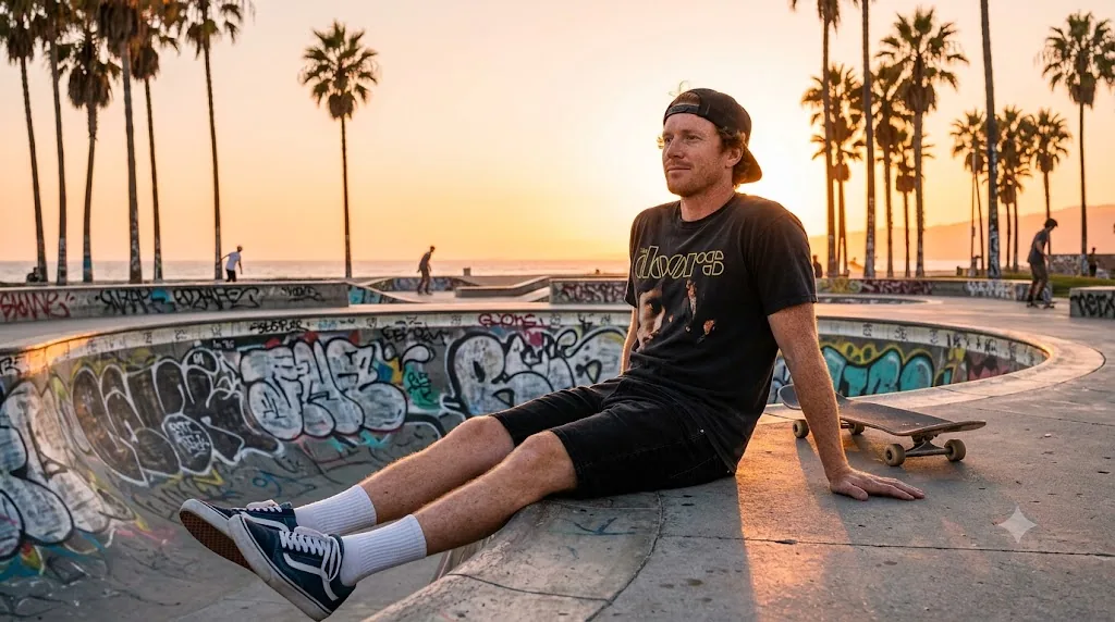 Gemini AI boy-style photo prompt example - Venice Beach Skatepark