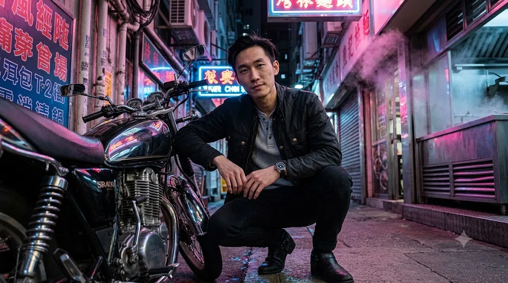 Gemini AI boys photo prompt example - Hong Kong Mong Kok neon
