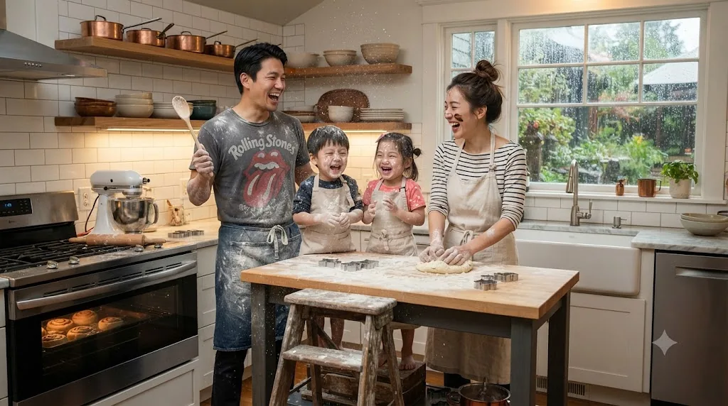 Gemini AI family photo prompt example - Kitchen