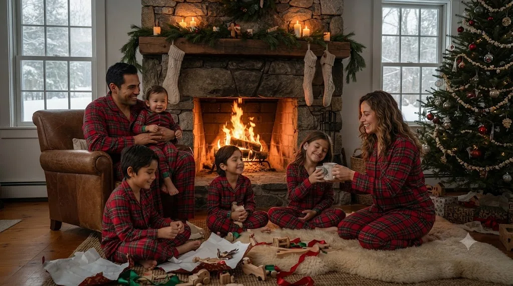 Gemini AI family photo prompt example - Christmas